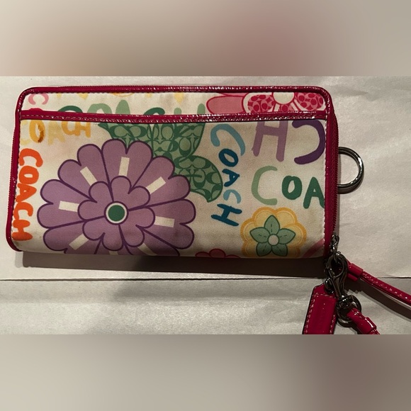Coach Multicolor Floral Wallet with Pink Trim - Picture 1 of 6